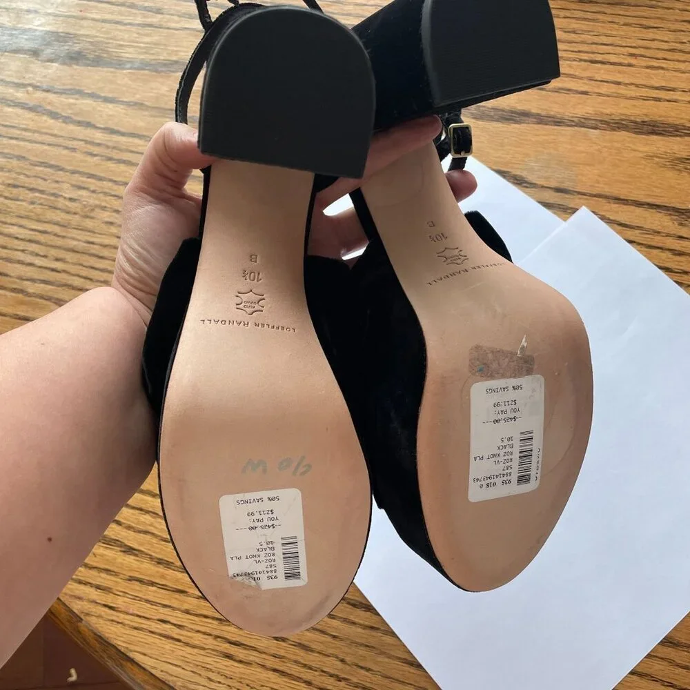 Loeffler Randall Roz Knot Platform Sandals Black Velvet 10.5 - Picture 8 of 10